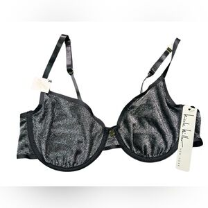NICOLE MILLER black silver sparkle underwire bra style NM5681 size 36C NWT